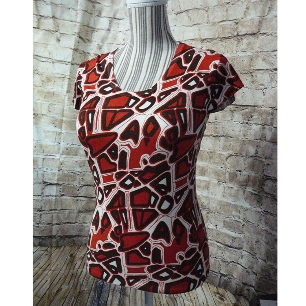 WILLI SMITH Venetian Red & Brown Sweater Knit Top